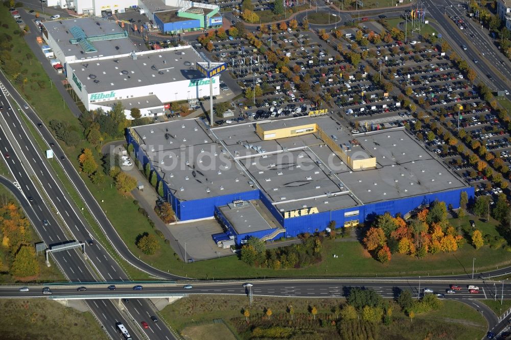 Waltersdorf von oben - IKEA Einrichtungshaus in Waltersdorf im Bundesland Brandenburg