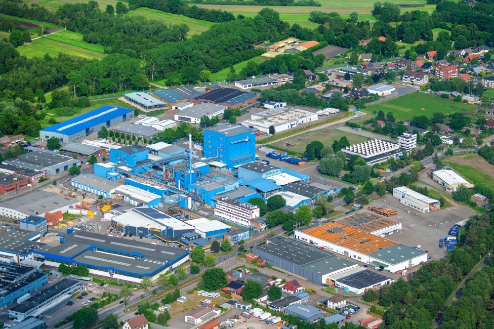 Luftaufnahme Buxtehude - Industrie- und Gewerbegebiet in Buxtehude im Bundesland Niedersachsen, Deutschland