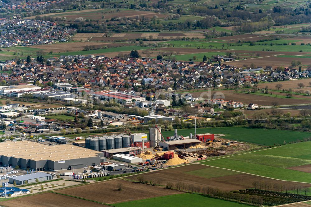 Ettenheim aus der Vogelperspektive: Industrie- und Gewerbegebiet Dyn A5 in Ettenheim und Mahlberg-Orschweier , Interkommunal, im Bundesland Baden-Württemberg, Deutschland