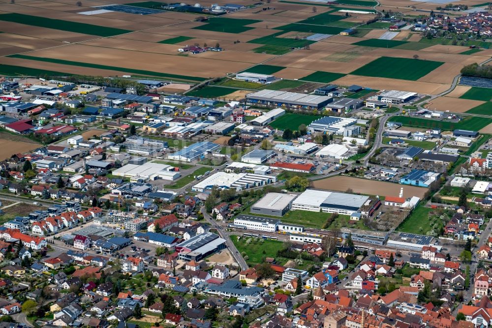 Endingen am Kaiserstuhl von oben - Industrie- und Gewerbegebiet in Endingen am Kaiserstuhl im Bundesland Baden-Württemberg, Deutschland