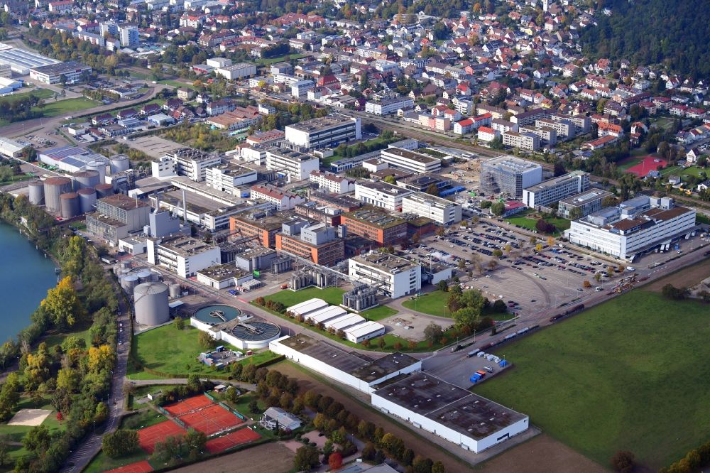 Luftbild Grenzach-Wyhlen - Industrie- und Gewerbegebiet der Firmen Roche und DSM Nutritional Products in Grenzach-Wyhlen im Bundesland Baden-Württemberg, Deutschland