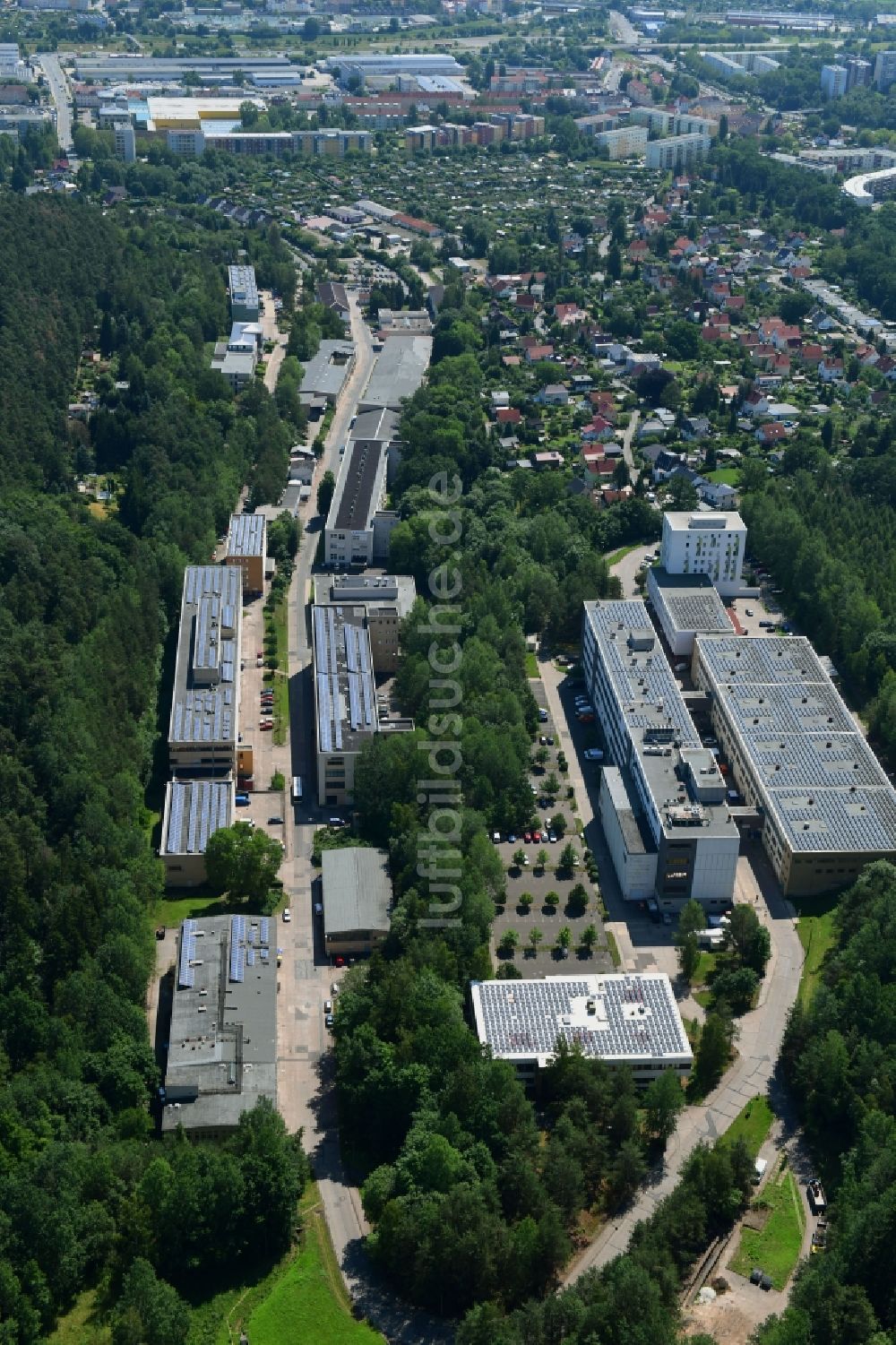 Luftaufnahme Gera - Industrie- und Gewerbegebiet in Gera im Bundesland Thüringen, Deutschland