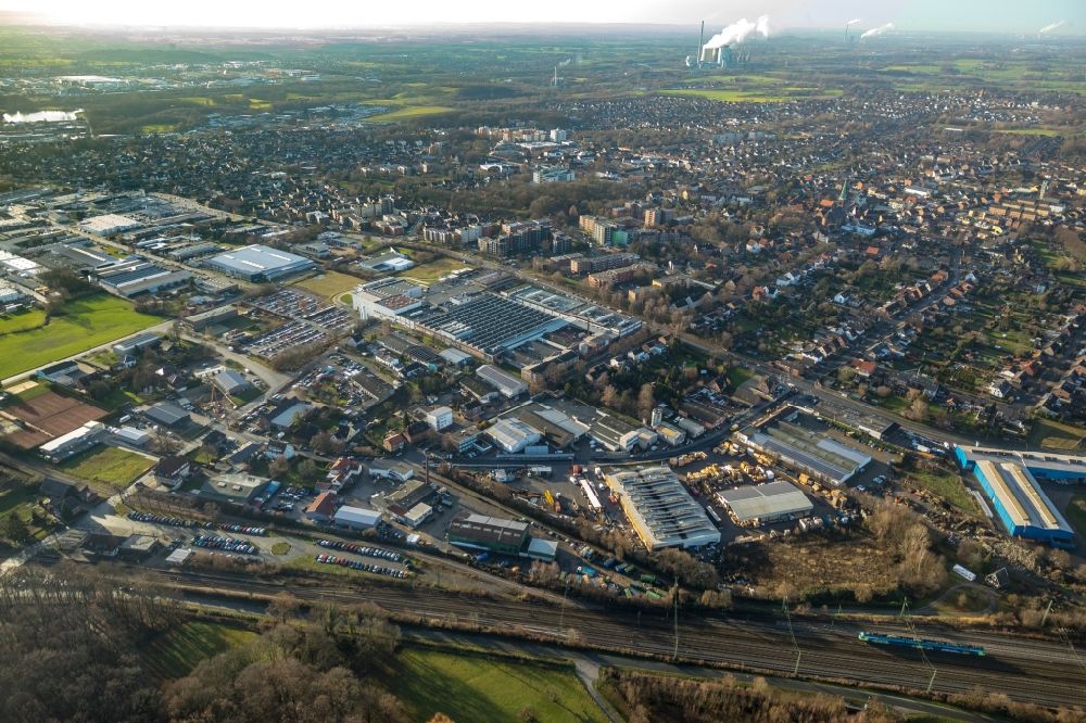Luftaufnahme Hamm - Industrie- und Gewerbegebiet in Hamm im Bundesland Nordrhein-Westfalen, Deutschland