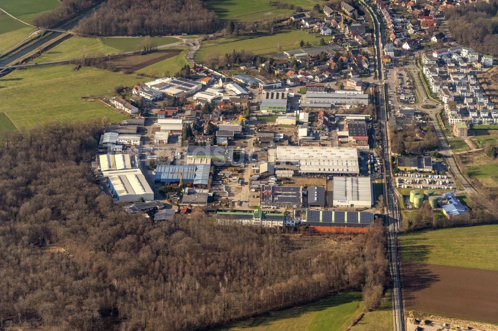 Luftaufnahme Hugstetten - Industrie- und Gewerbegebiet in Hugstetten im Bundesland Baden-Württemberg, Deutschland