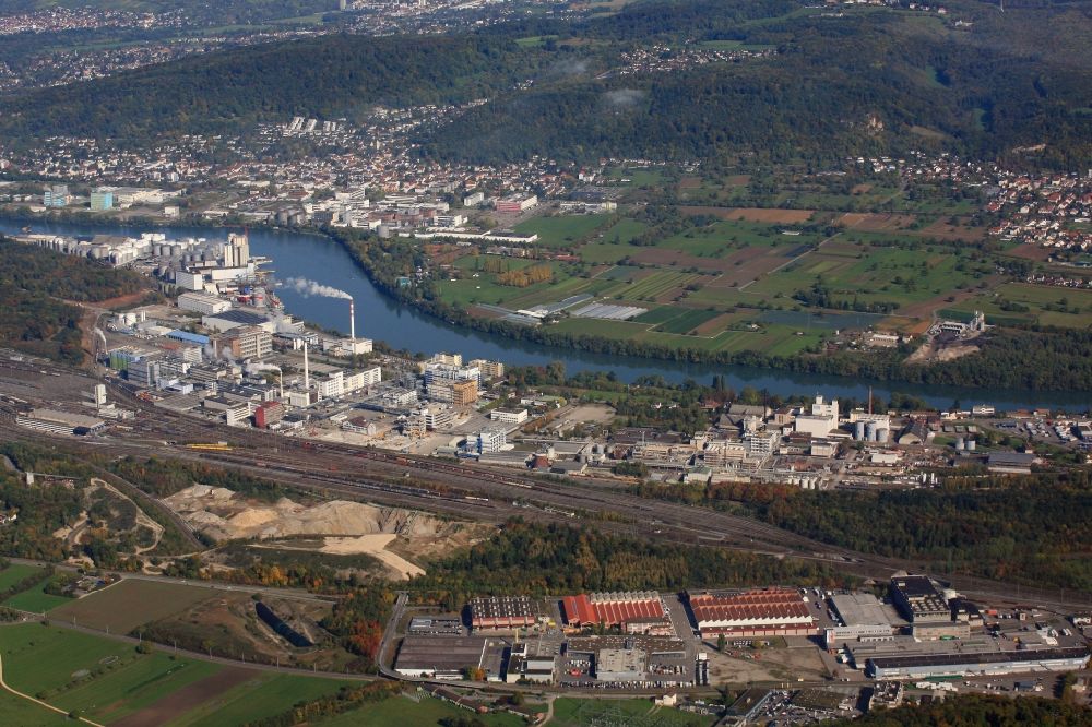 Luftaufnahme Pratteln - Industrie- und Gewerbegebiet Infrapark in Pratteln im Kanton Basel-Landschaft, Schweiz