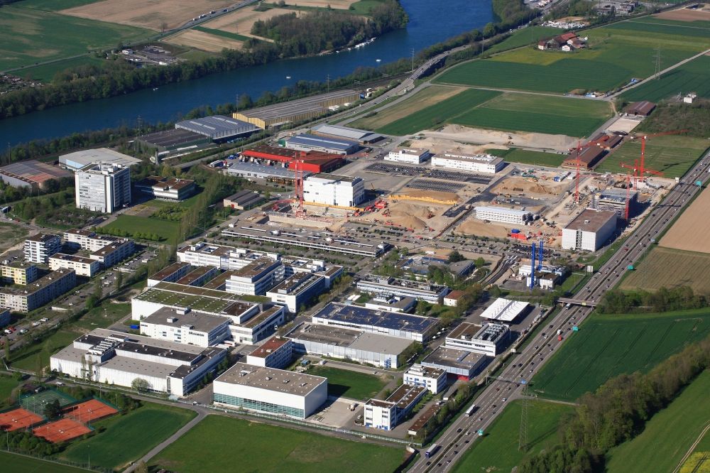 Luftaufnahme Kaiseraugst - Industrie- und Gewerbegebiet in Kaiseraugst in Schweiz