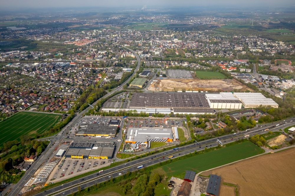 Kamen von oben - Industrie- und Gewerbegebiet in Kamen im Bundesland Nordrhein-Westfalen, Deutschland