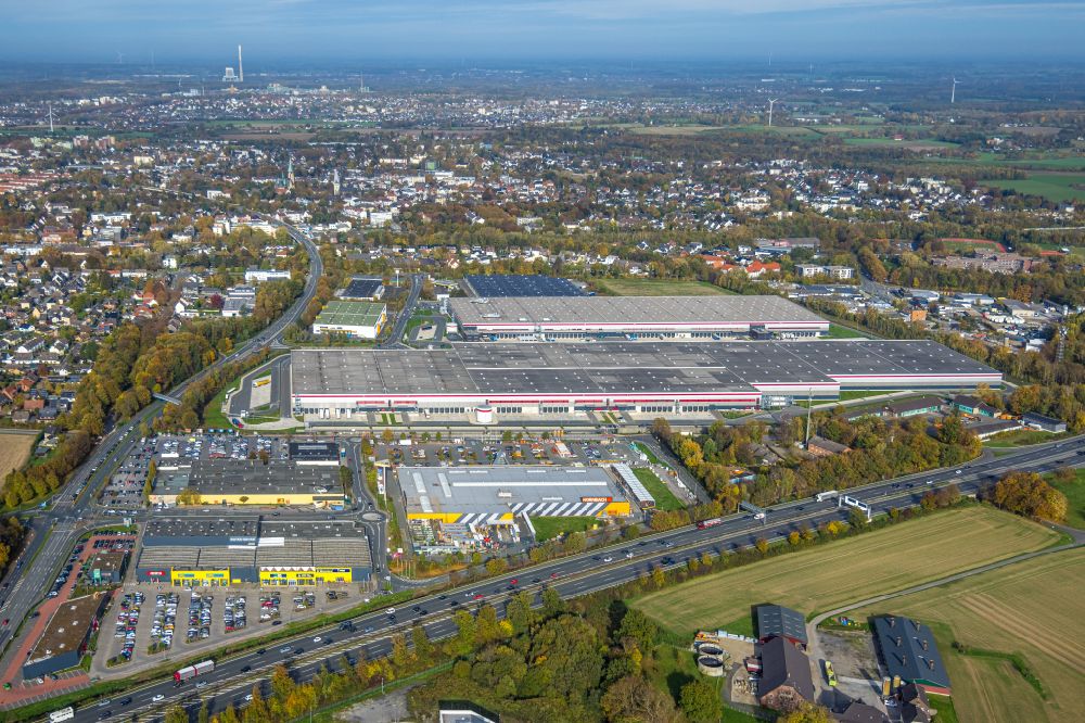 Kamen aus der Vogelperspektive: Industrie- und Gewerbegebiet in Kamen im Bundesland Nordrhein-Westfalen, Deutschland