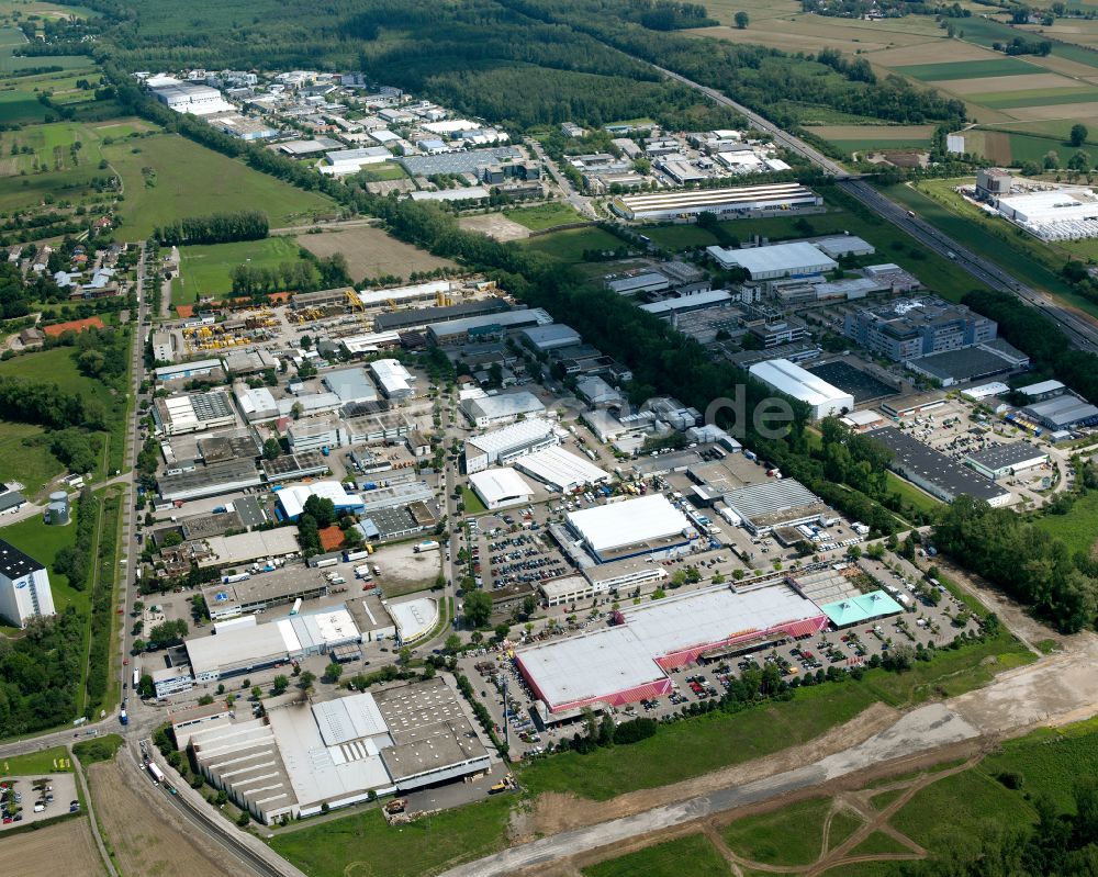 Luftbild Karlsruhe - Industrie- und Gewerbegebiet in Karlsruhe Nord im Bundesland Baden-Württemberg, Deutschland