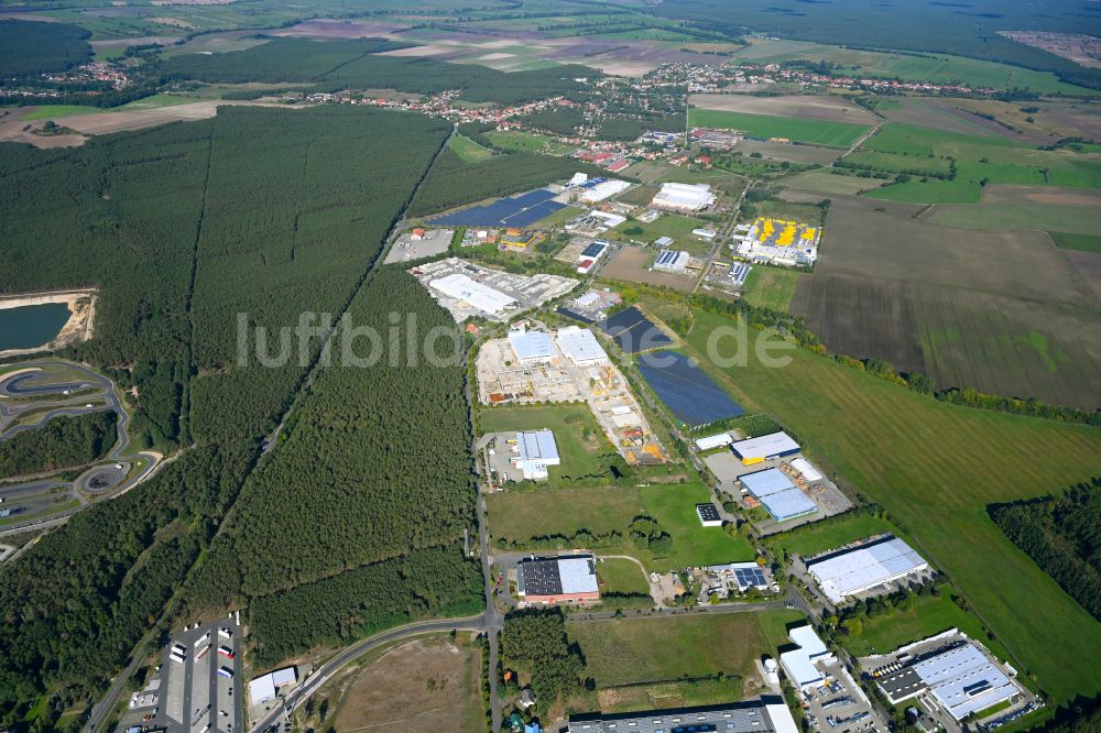 Luftaufnahme Linthe - Industrie- und Gewerbegebiet in Linthe im Bundesland Brandenburg, Deutschland