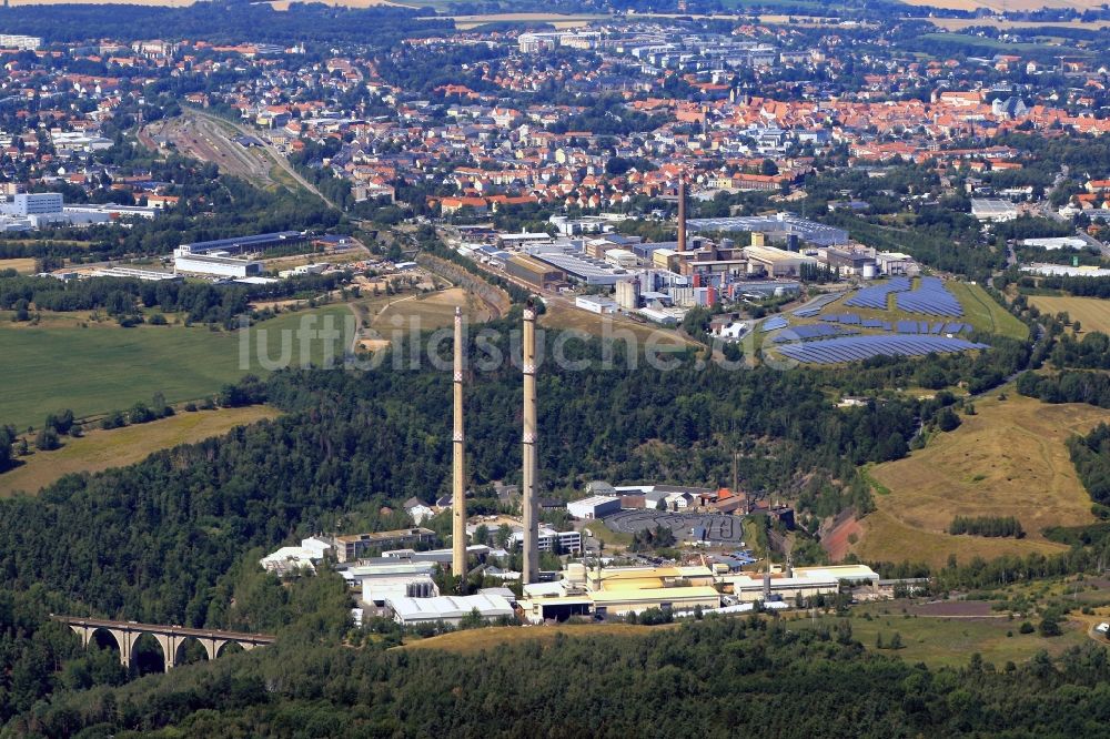 Freiberg von oben - Industrie- und Gewerbegebiet Muldenhütten im Ortsteil Hilbersdorf in Freiberg im Bundesland Sachsen, Deutschland
