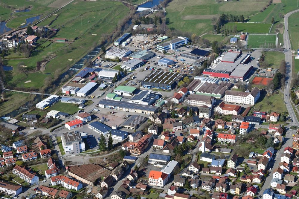 Schopfheim von oben - Industrie- und Gewerbegebiet im Ortsteil Fahrnau in Schopfheim im Bundesland Baden-Württemberg, Deutschland