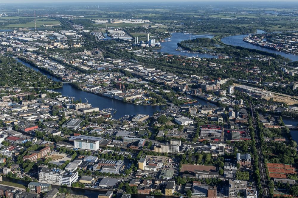 Luftaufnahme Hamburg - Industrie- und Gewerbegebiet im Ortsteil Veddel in Hamburg