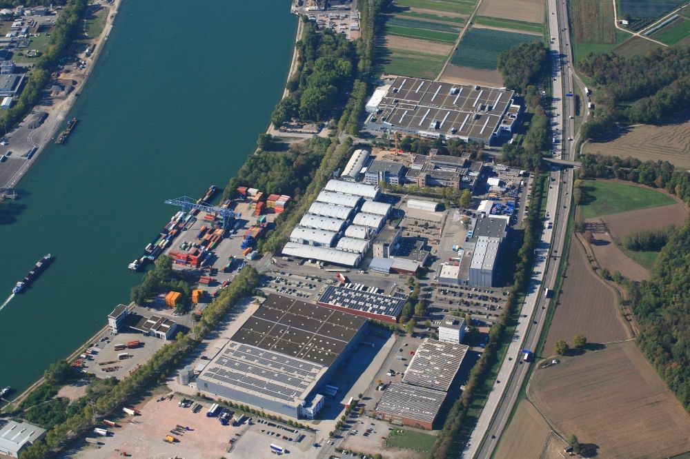 Weil am Rhein von oben - Industrie- und Gewerbegebiet Rebgarten in Weil am Rhein im Bundesland Baden-Württemberg, Deutschland