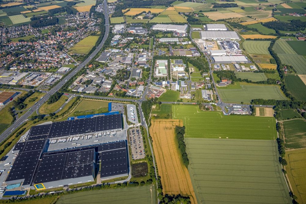 Luftaufnahme Rhynern - Industrie- und Gewerbegebiet in Rhynern im Bundesland Nordrhein-Westfalen, Deutschland