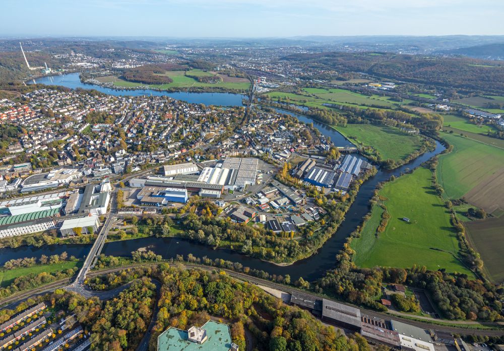 Luftbild Wetter (Ruhr) - Industrie- und Gewerbegebiet am Ruhrufer in Wetter (Ruhr) im Bundesland Nordrhein-Westfalen, Deutschland