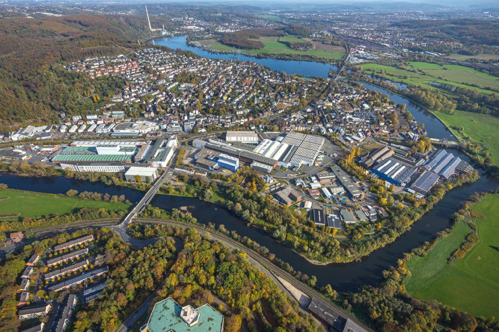Luftaufnahme Wetter (Ruhr) - Industrie- und Gewerbegebiet am Ruhrufer in Wetter (Ruhr) im Bundesland Nordrhein-Westfalen, Deutschland