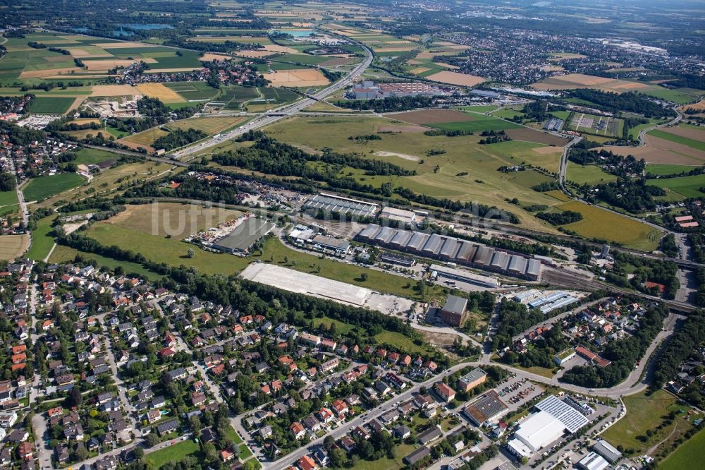 Luftaufnahme München - Industrie- und Gewerbegebiet an der Rupert-Bodner-Straße im Ortsteil Aubing in München im Bundesland Bayern, Deutschland