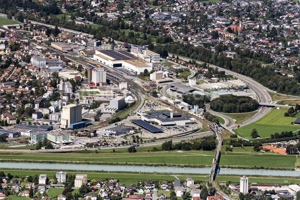 Luftaufnahme Sankt Margrethen - Industrie- und Gewerbegebiet in Sankt Margrethen im Kanton Sankt Gallen, Schweiz