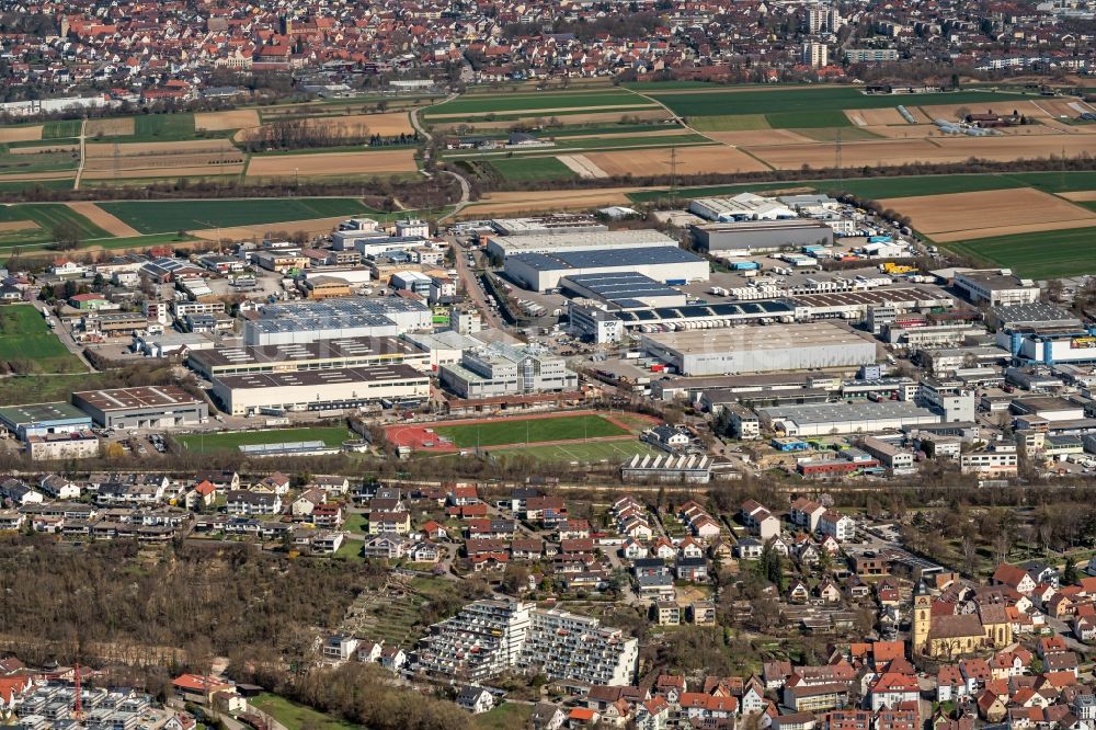 Luftaufnahme Schwieberdingen - Industrie- und Gewerbegebiet in Schwieberdingen im Bundesland Baden-Württemberg, Deutschland