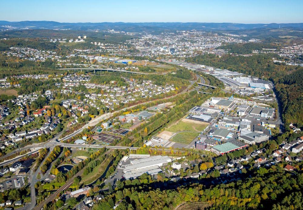 Siegen von oben - Industrie- und Gewerbegebiet in Siegen im Bundesland Nordrhein-Westfalen