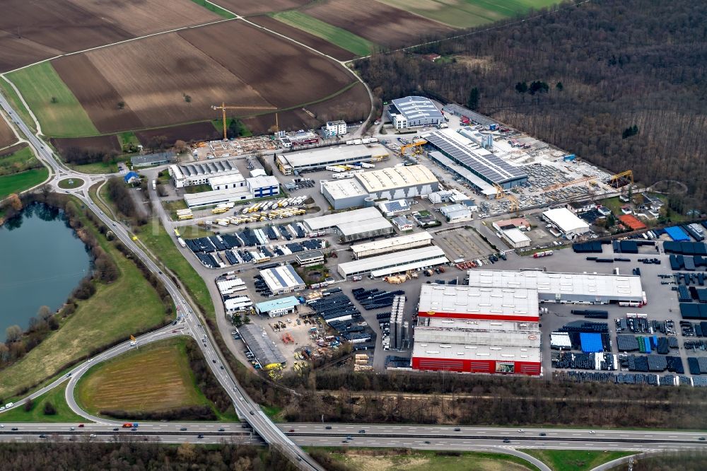 Luftaufnahme Teningen - Industrie- und Gewerbegebiet in Teningen im Bundesland Baden-Württemberg, Deutschland
