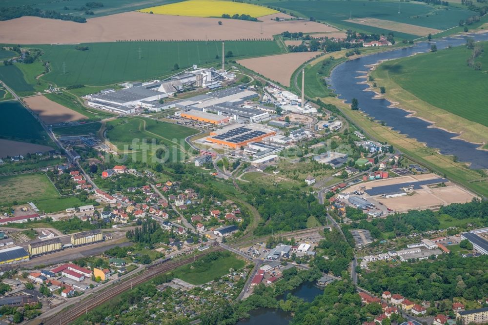 Luftaufnahme Torgau - Industrie- und Gewerbegebiet in Torgau im Bundesland Sachsen, Deutschland