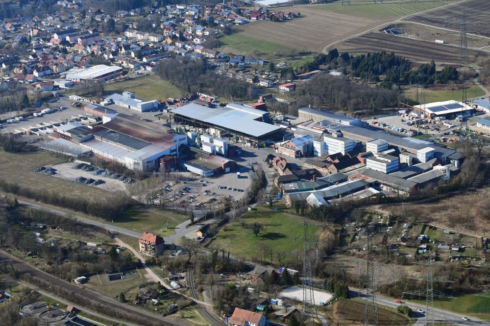 Luftaufnahme Laufenburg - Industrie- und Gewerbegebiet Werk Rhina in Laufenburg und Murg im Bundesland Baden-Württemberg, Deutschland