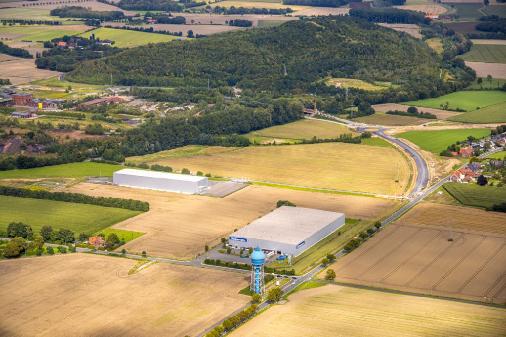 Luftbild Ahlen - Industriedenkmal blauer Wasserturm in Ahlen im Bundesland Nordrhein-Westfalen