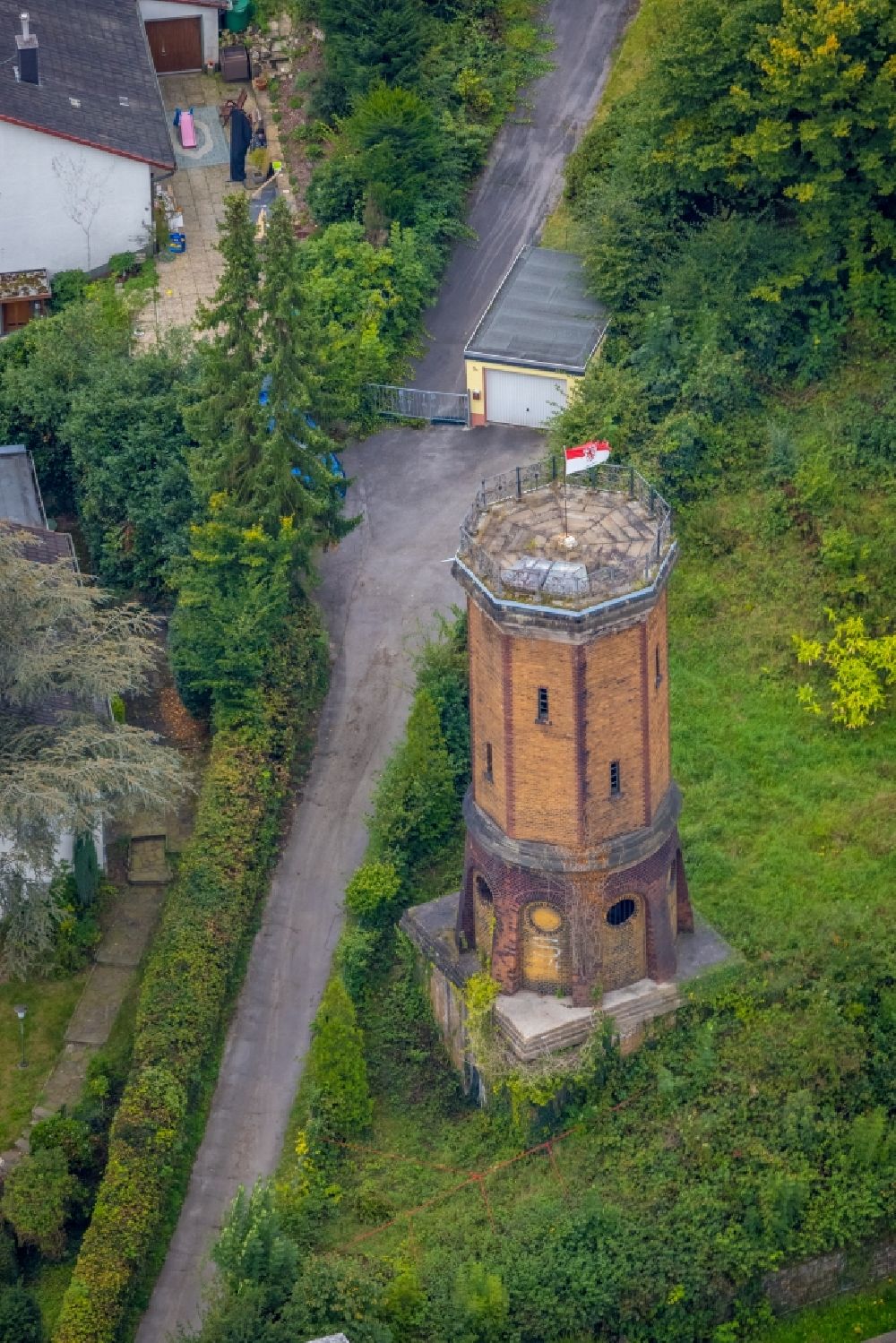 Hagen aus der Vogelperspektive: Industriedenkmal Wasserturm in Hagen im Bundesland Nordrhein-Westfalen, Deutschland