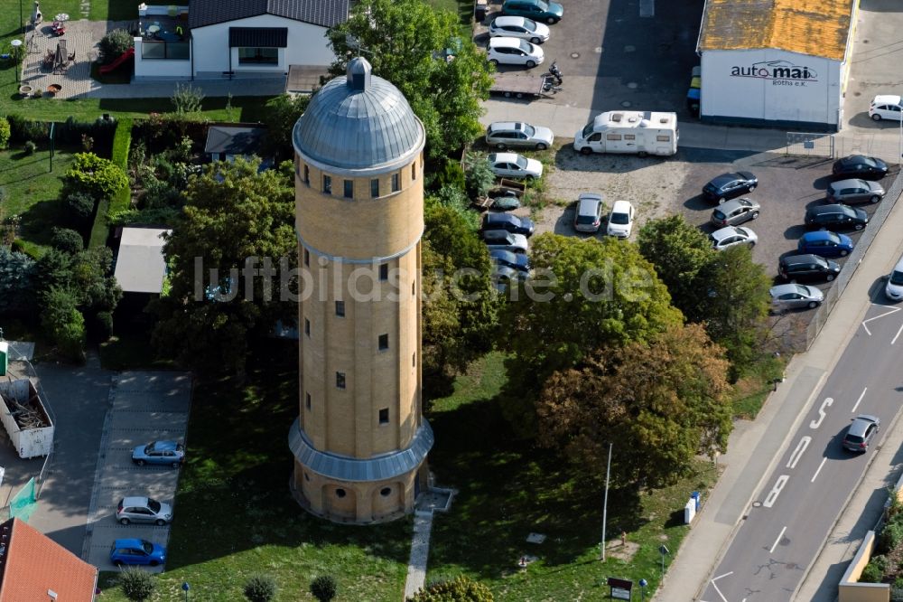 Luftaufnahme Rötha - Industriedenkmal Wasserturm in Rötha im Bundesland Sachsen, Deutschland