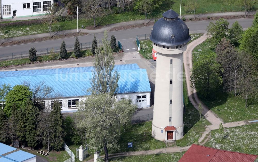 Sömmerda aus der Vogelperspektive: Industriedenkmal Wasserturm in Sömmerda im Bundesland Thüringen, Deutschland