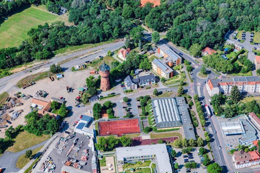 Torgau aus der Vogelperspektive: Industriedenkmal Wasserturm in Torgau im Bundesland Sachsen, Deutschland
