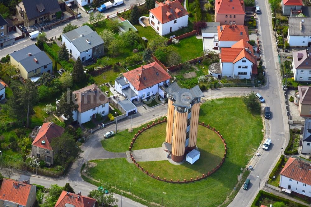 Zgorzelec - Gerltsch aus der Vogelperspektive: Industriedenkmal Wasserturm in Zgorzelec - Gerltsch in Dolnoslaskie - Niederschlesien, Polen