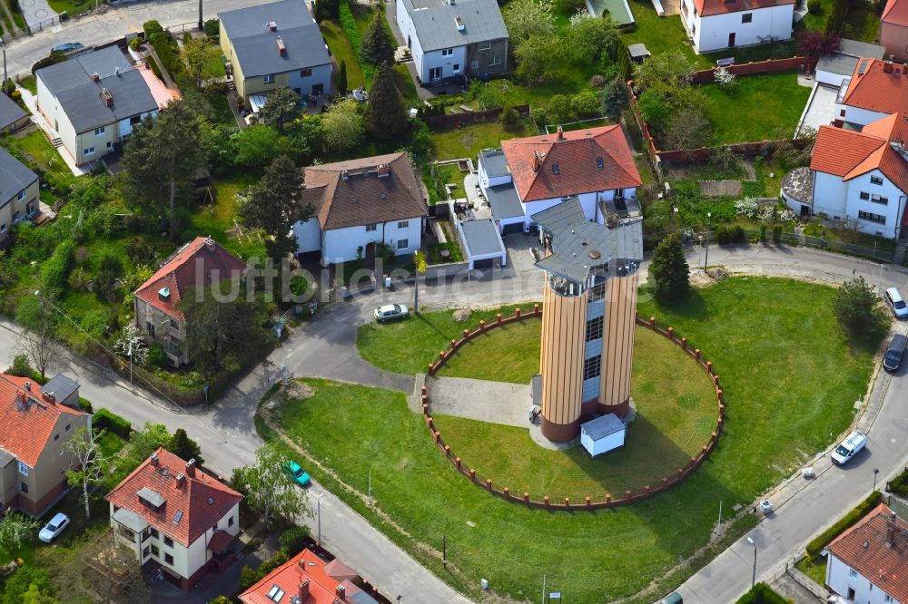 Luftbild Zgorzelec - Gerltsch - Industriedenkmal Wasserturm in Zgorzelec - Gerltsch in Dolnoslaskie - Niederschlesien, Polen