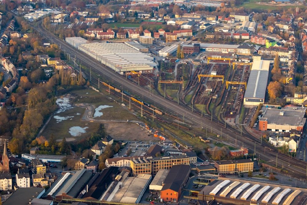 Luftaufnahme Witten - Industriegebiet und Güterbahnhof der Innenstadt in Witten im Bundesland Nordrhein-Westfalen