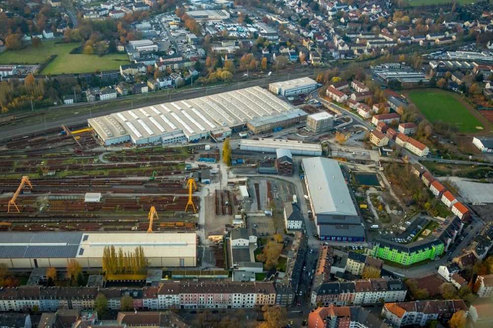 Luftaufnahme Witten - Industriegebiet und Güterbahnhof der Innenstadt in Witten im Bundesland Nordrhein-Westfalen