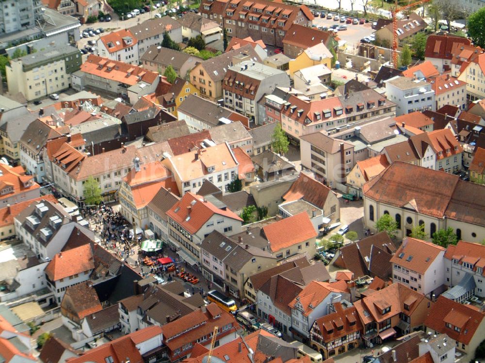 Sinsheim aus der Vogelperspektive: Innenstadt Sinsheim