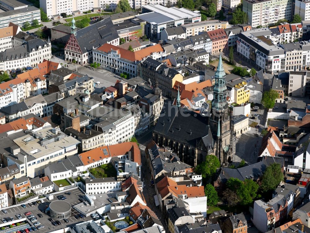 Luftaufnahme Zwickau - Innenstadt von Zwickau mit Blick auf die evangelisch-lutherische Kirche St. Marien, auch Zwickauer Dom genannt
