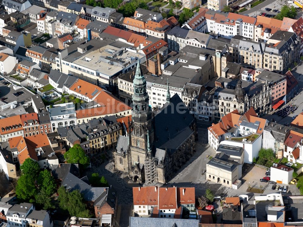 Zwickau von oben - Innenstadt von Zwickau mit Blick auf die evangelisch-lutherische Kirche St. Marien, auch Zwickauer Dom genannt