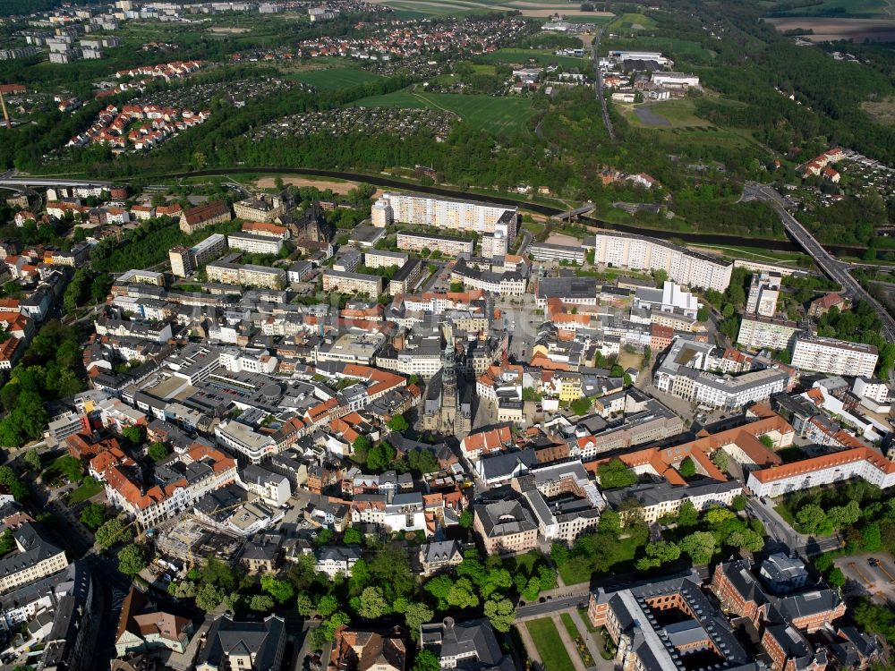 Luftaufnahme Zwickau - Innenstadt von Zwickau im Bundesland Sachsen mit Blick auf die evangelisch-lutherische Kirche St. Marien, auch Zwickauer Dom genannt