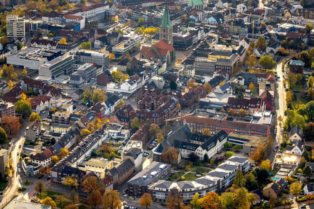 Hamm aus der Vogelperspektive: Innenstadtansicht mit Kirchengebäude der Pauluskirche in Hamm im Bundesland Nordrhein-Westfalen, Deutschland