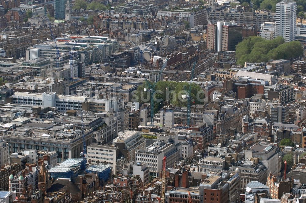 London aus der Vogelperspektive: Innenstadtansicht des Stadtbezirks City of Westminster in london in der Grafschaft Greater London in London in Großbritannien