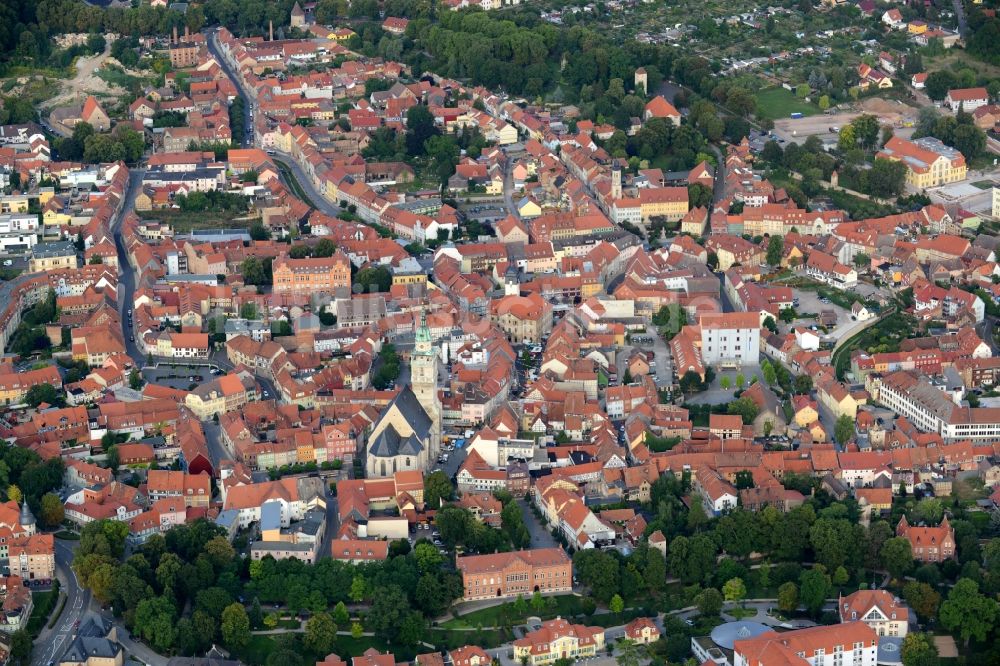 Bad Langensalza von oben - Innenstadtbereich in Bad Langensalza im Bundesland Thüringen