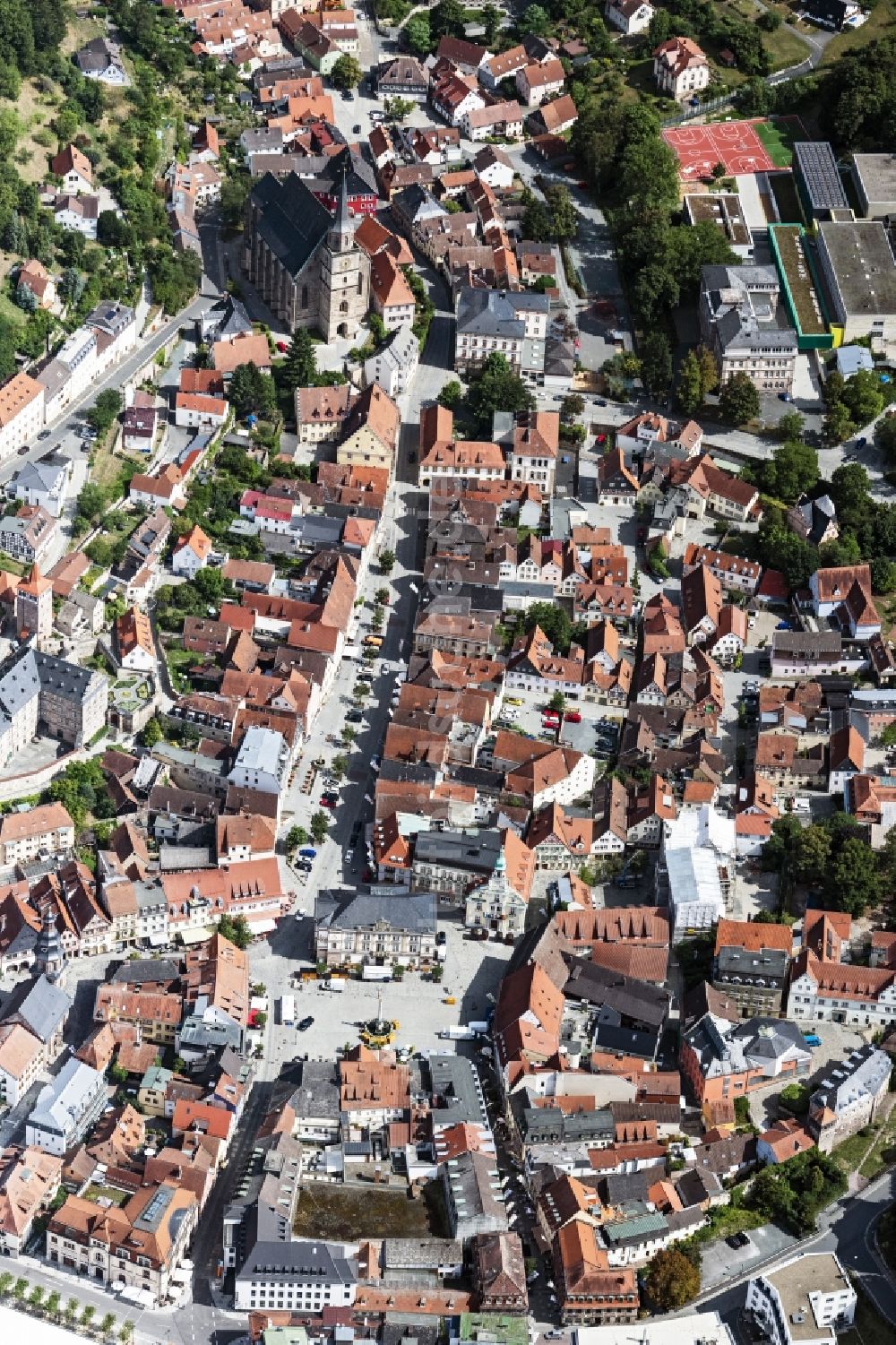 Kulmbach von oben - Innenstadtbereich in Kulmbach im Bundesland Bayern, Deutschland