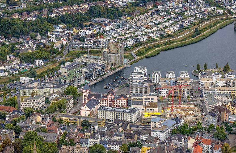 Luftaufnahme Dortmund - Innenstadtbereich an den Uferbereichen entlang der Faßstraße - Hörder-Bach-Allee in Dortmund im Bundesland Nordrhein-Westfalen, Deutschland
