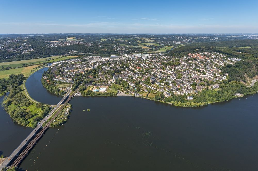 Luftbild Wetter (Ruhr) - Innenstadtbereich an den Uferbereichen des Harkortsee in Wetter (Ruhr) im Bundesland Nordrhein-Westfalen, Deutschland