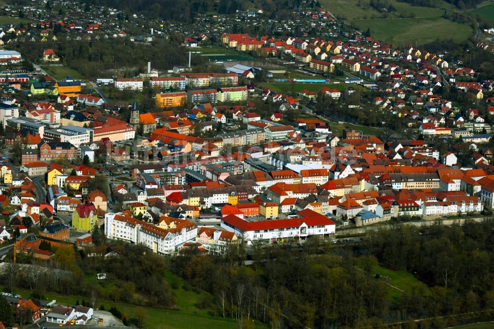 Hildburghausen von oben - Innenstadtzentrum in Hildburghausen im Bundesland Thüringen, Deutschland