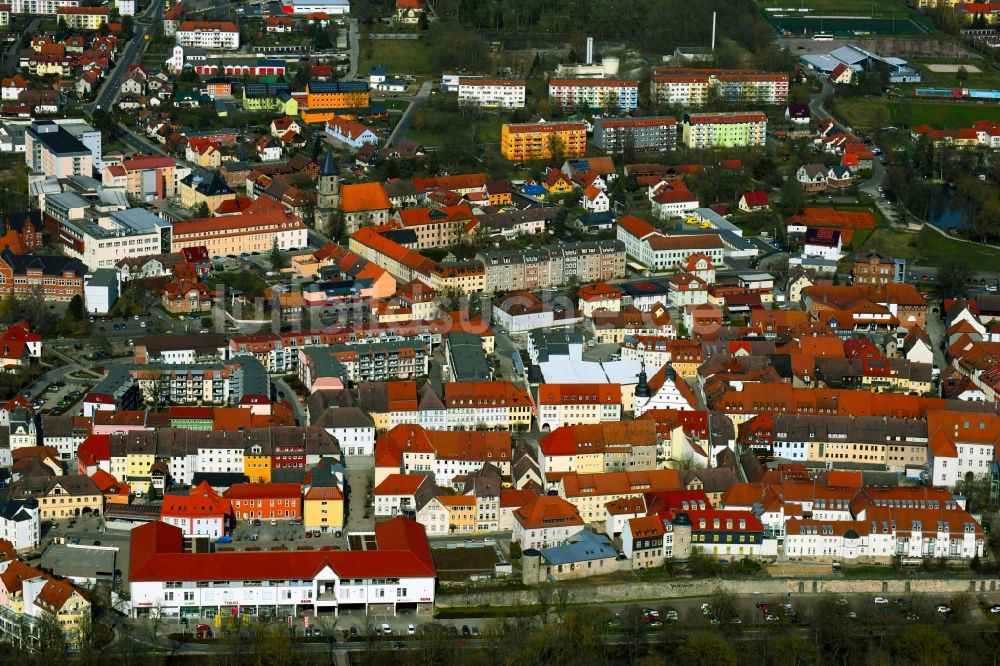 Hildburghausen aus der Vogelperspektive: Innenstadtzentrum in Hildburghausen im Bundesland Thüringen, Deutschland