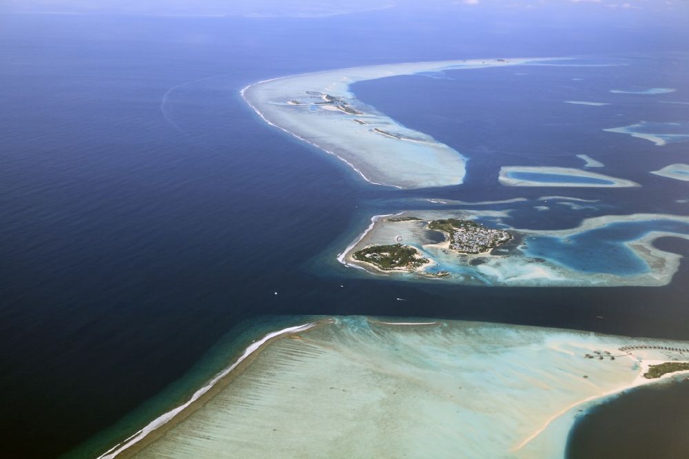 Dharanboodhoo von oben - Insel- Gruppen im Küstenbereich des Indischer Ozean in Dharanboodhoo in Central Province, Malediven